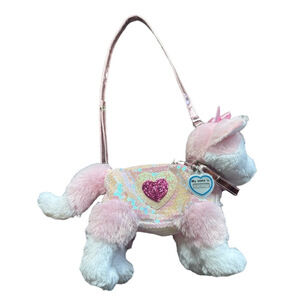 Dog Bag Pink and White with Heart Accents